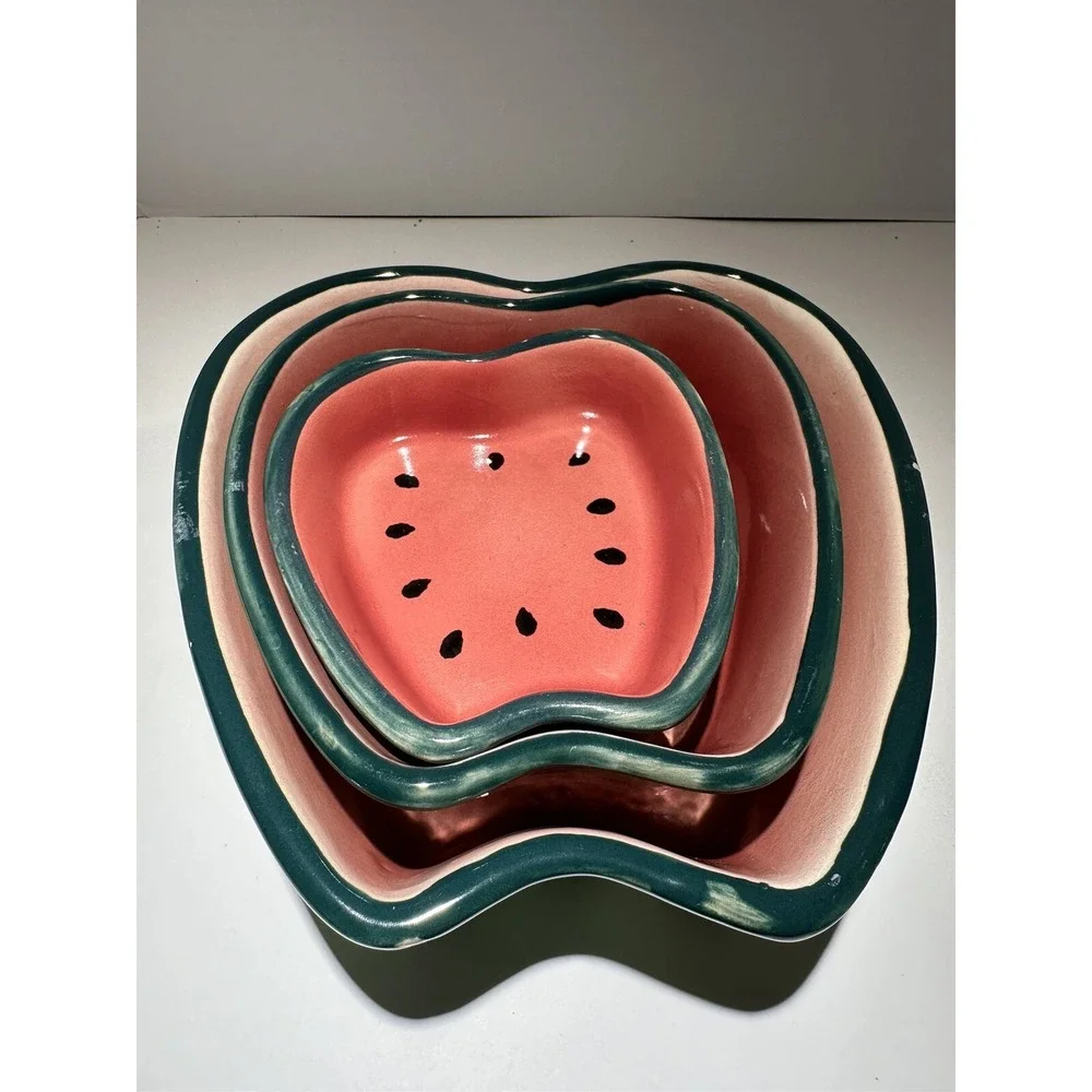 Apple Shaped Country Apple Stoneware Nesting Bowls (set of 3)